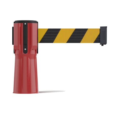 Retractable Belt Barrier Cone Mount Red Case 9ft. Blk/Ye Belt